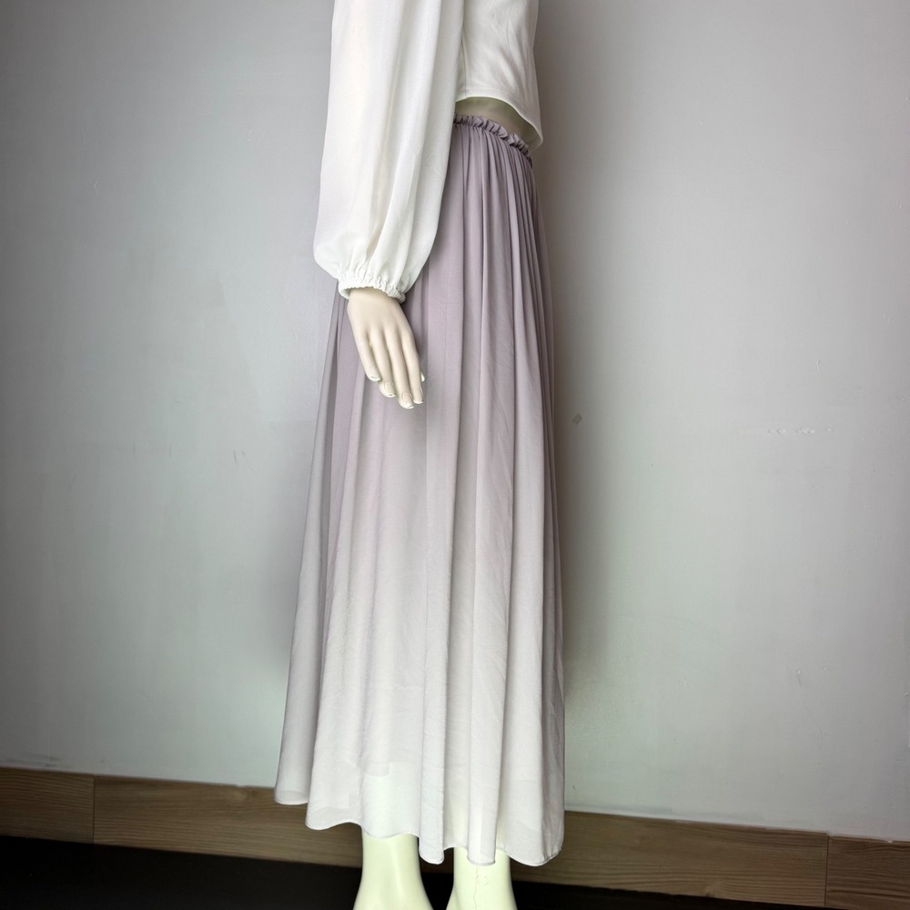 ebase princess Chiffon Maxi Skirt Ruffle Waist Lavender Grey Balletcore Boho S - Picture 13 of 13